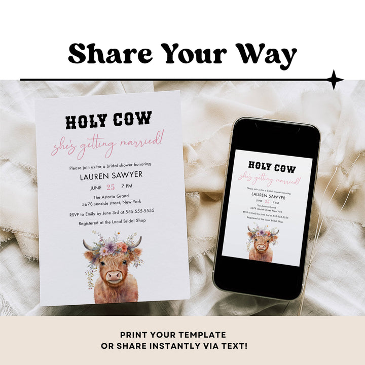 HOLY COW Bridal Shower Invitation