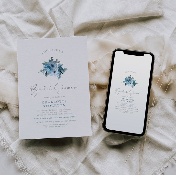 BLUE LOVE Bridal Shower Invitation