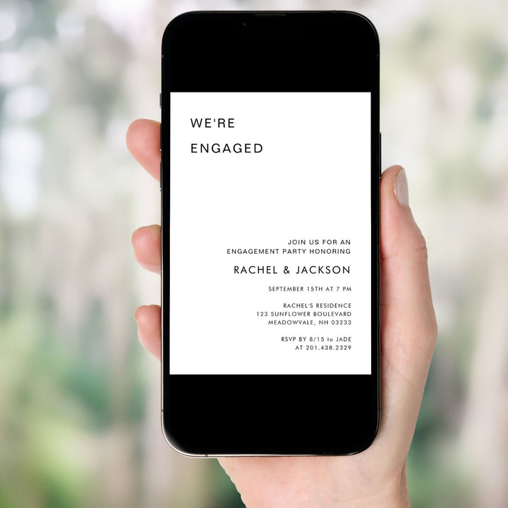 ULTRA MINIMAL Engagement Party Invitation