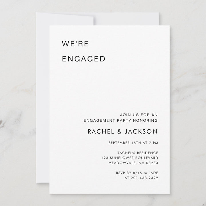 ULTRA MINIMAL Engagement Party Invitation