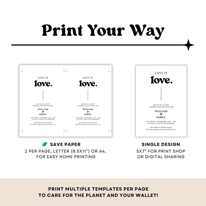 RETRO CHIC Love Is Love Wedding Invitation