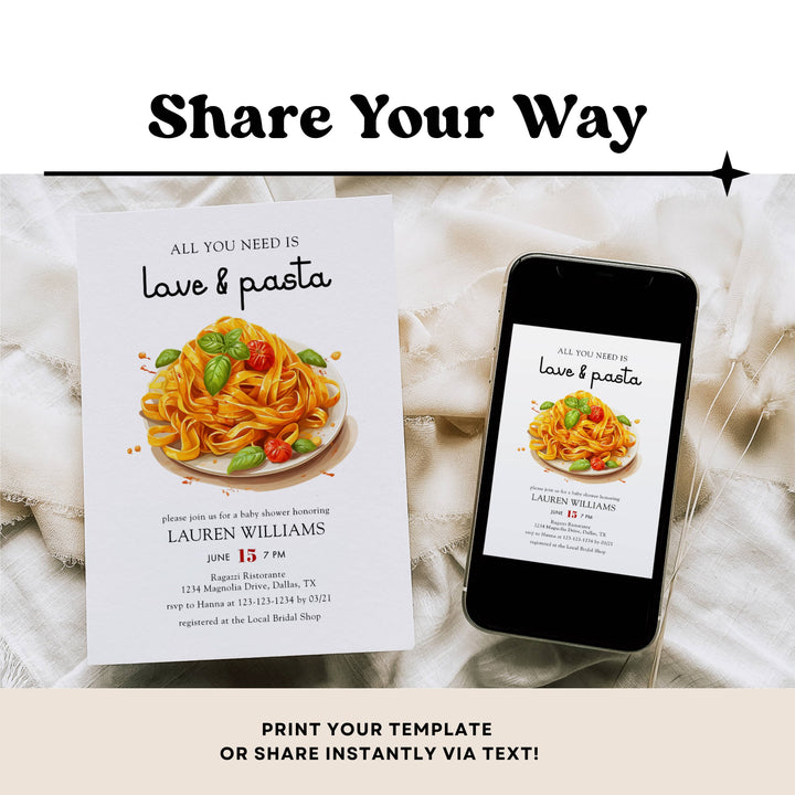 LOVE & PASTA Bridal Shower Invitation