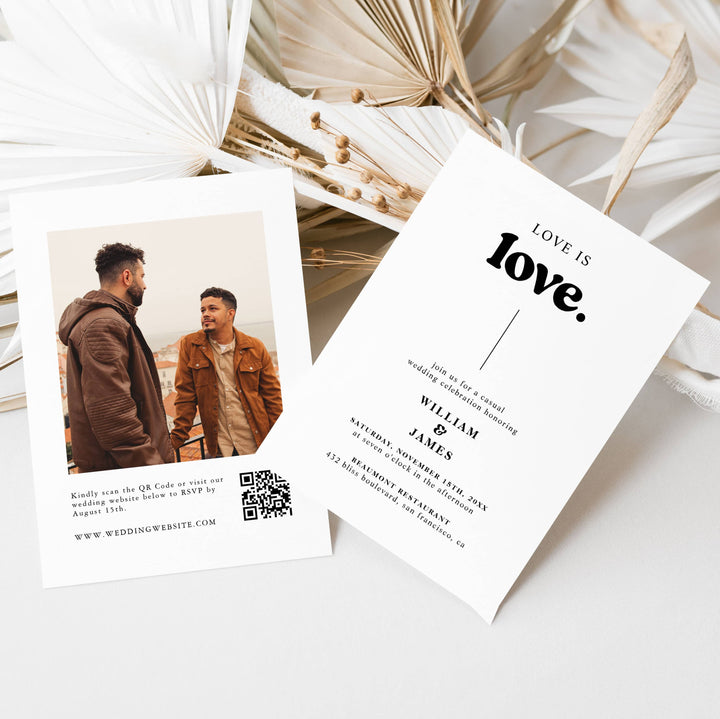 RETRO CHIC Love Is Love Wedding Invitation