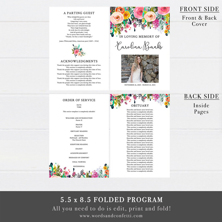 SUBLIME Celebration Of Life Program Template