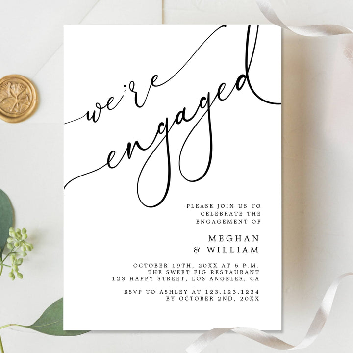 PLAYFUL SCRIPT Engagement Party Invitation