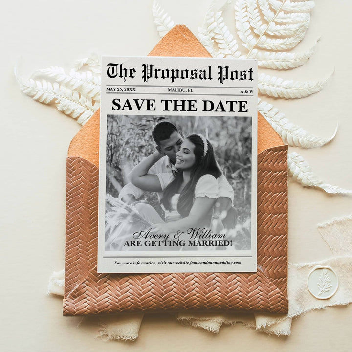 NEWSPAPER Save The Date Invitation