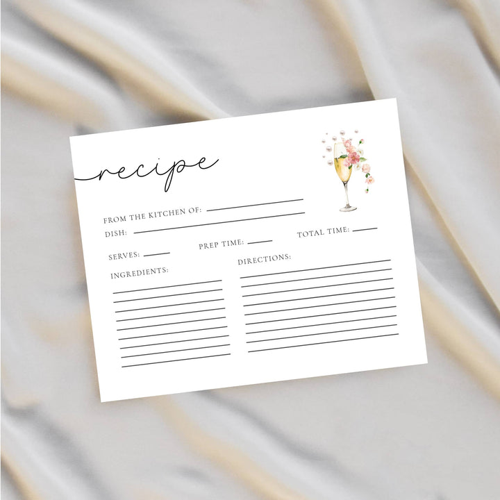 FLORAL PEARLS & PROSECCO Bridal Shower Recipe Card