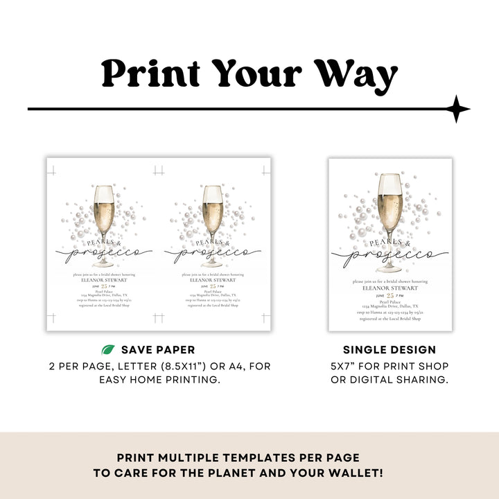 PEARLS & PROSECCO Bridal Shower Invitation