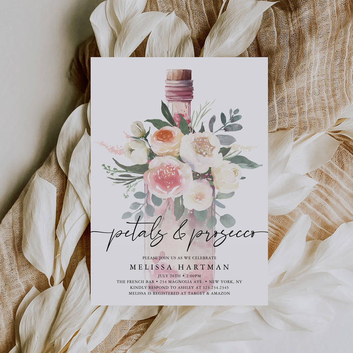 PETALS & PROSECCO Bridal Shower Invitation