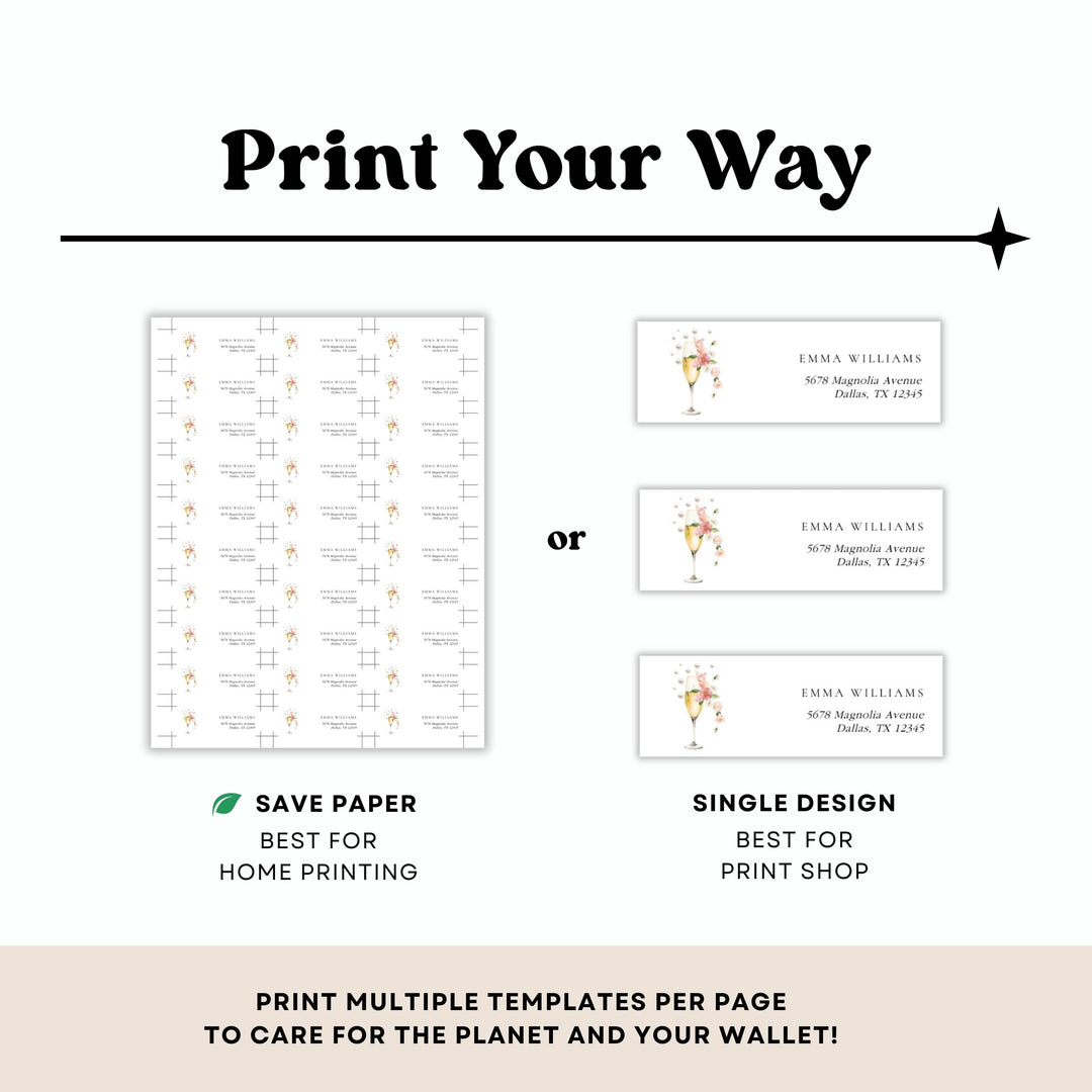 FLORAL PEARLS & PROSECCO Bridal Shower Return Address Labels