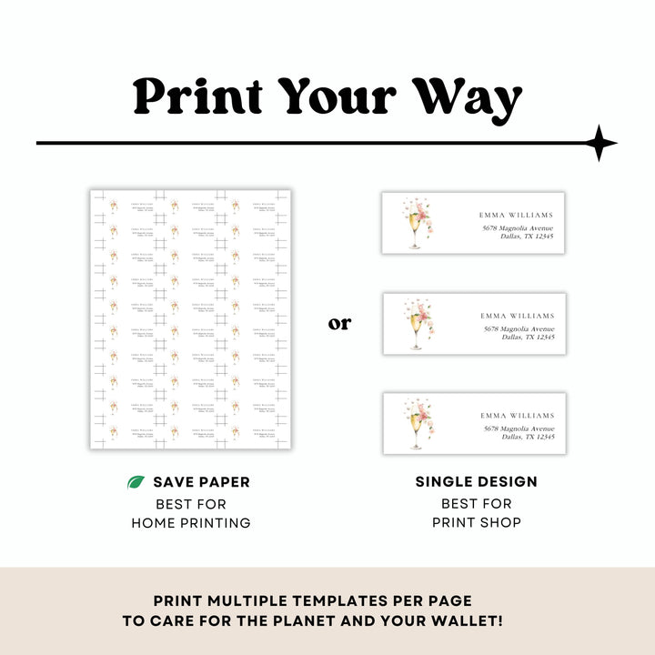 FLORAL PEARLS & PROSECCO Bridal Shower Return Address Labels