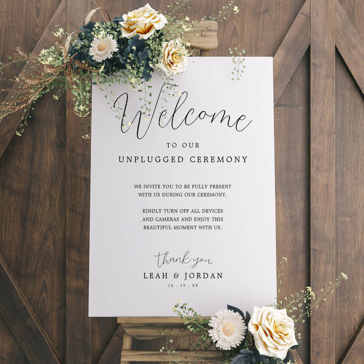 RUSTIC CHIC Unplugged Ceremony Sign