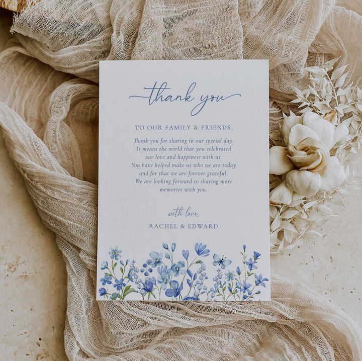 DUSTY BLUE WILDFLOWER Thank You Card