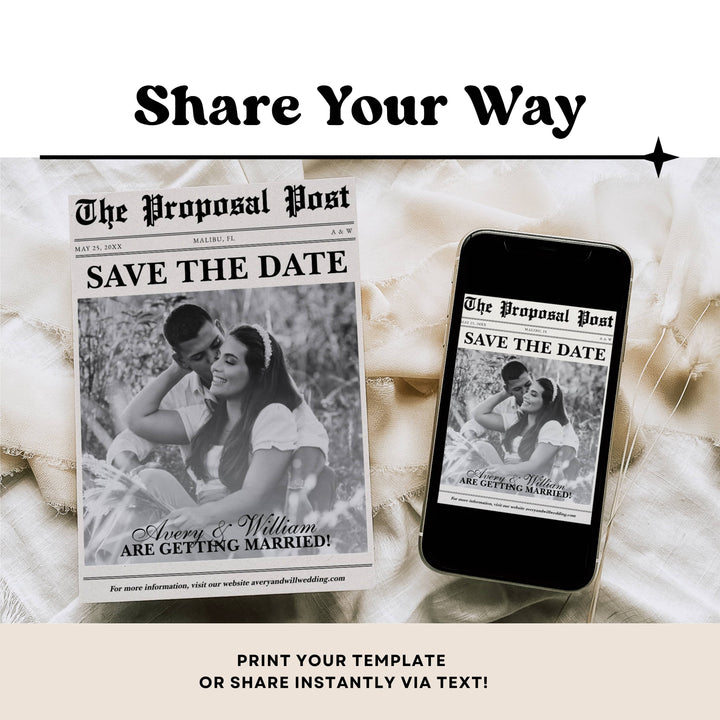 NEWSPAPER Save The Date Invitation