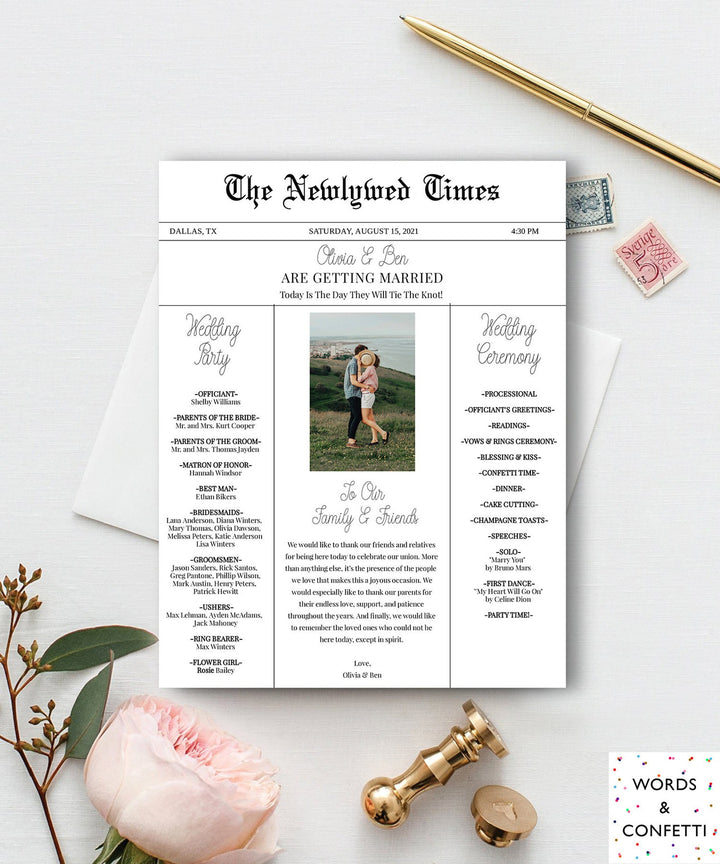 NEWSPAPER Wedding Program